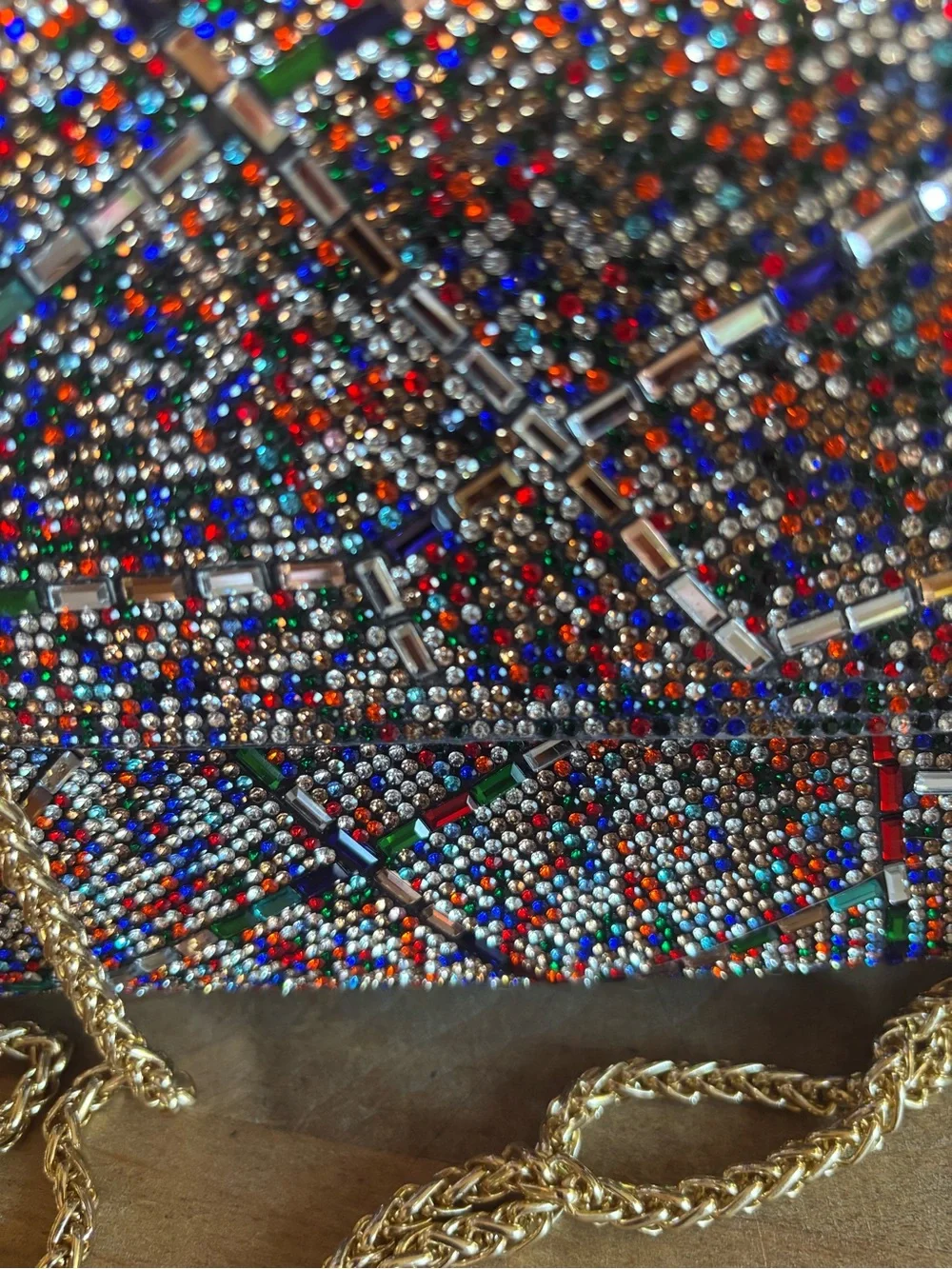 Rainbow Rhinestone Embellished Crossbody Shoulder Bag Party Holiday Event